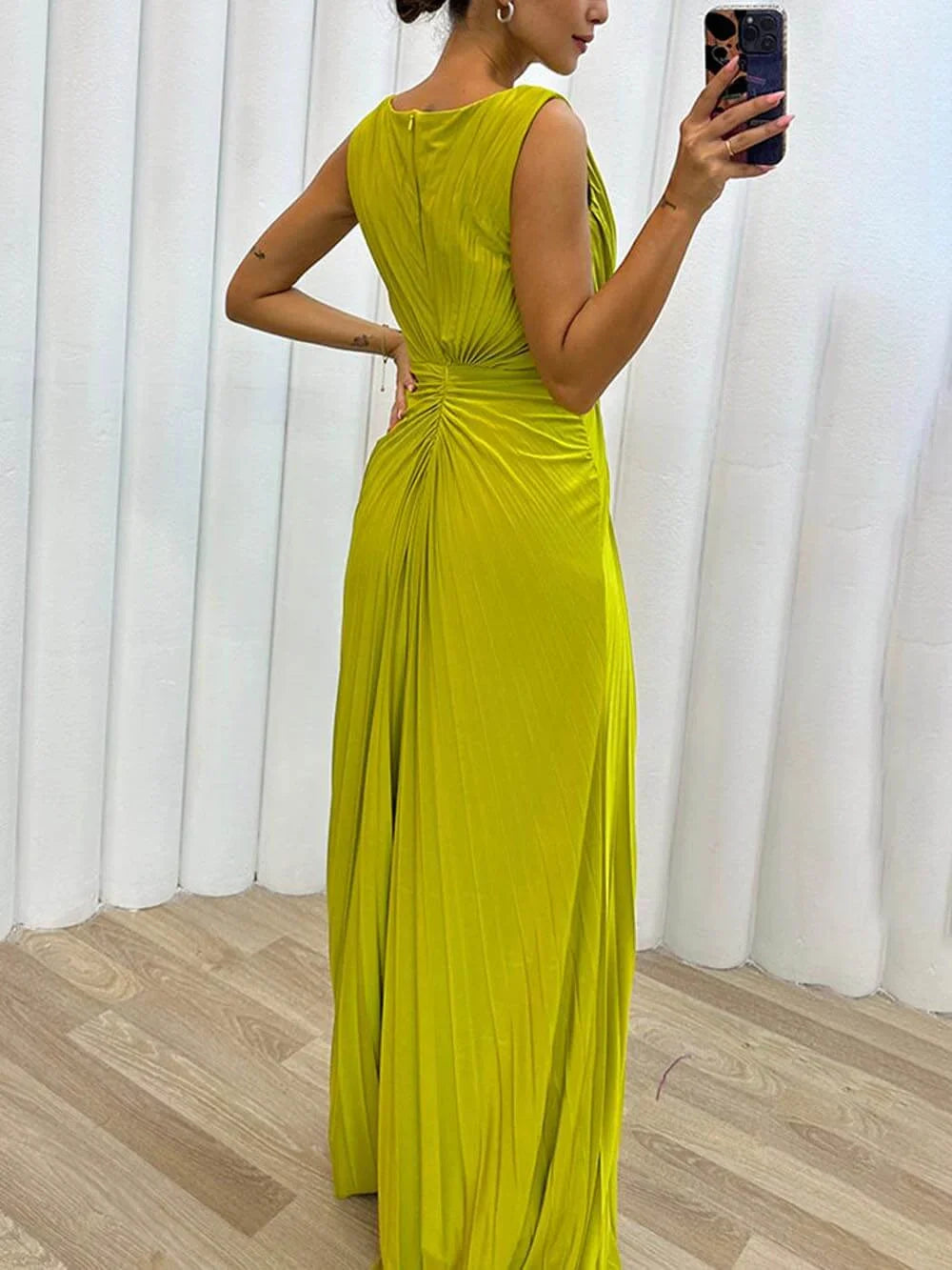 Serena | Elegant Pleated Maxi Evening Gown