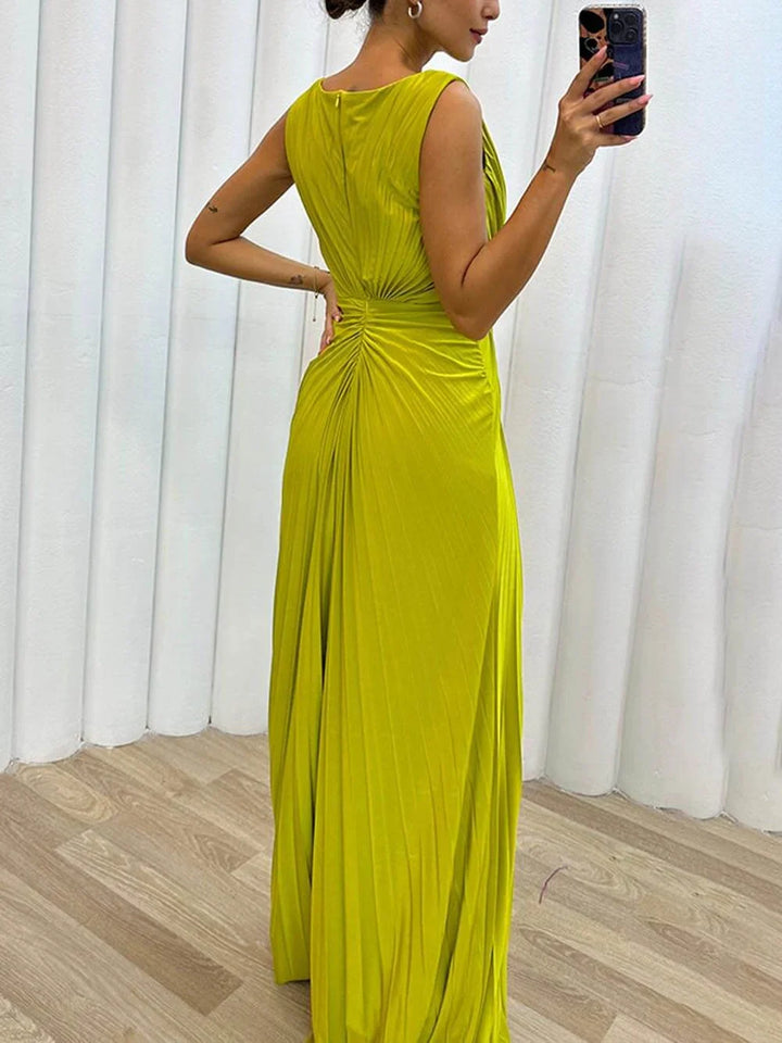 Serena | Elegant Pleated Maxi Evening Gown