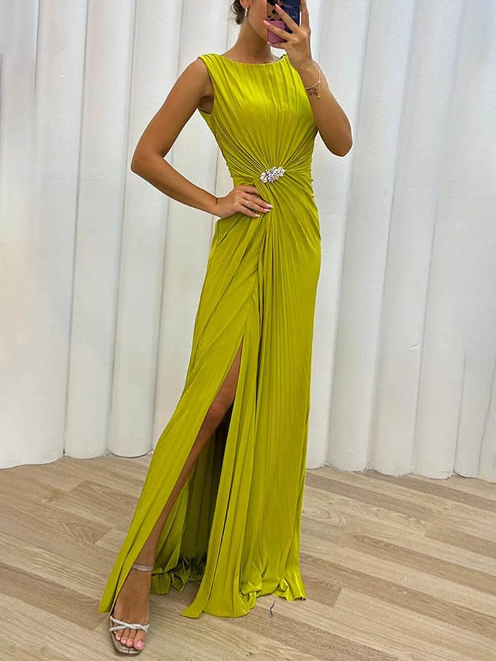 Serena | Elegant Pleated Maxi Evening Gown