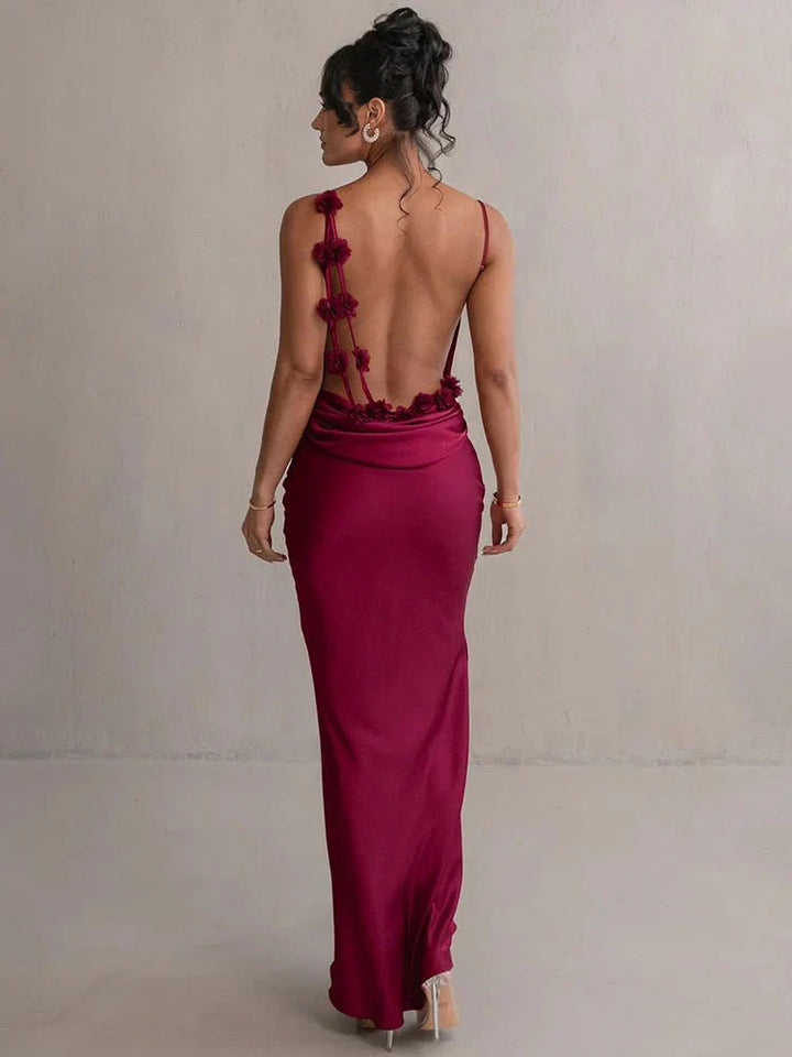 Nina™ Luxurious Silk Party Dress with Ruffles