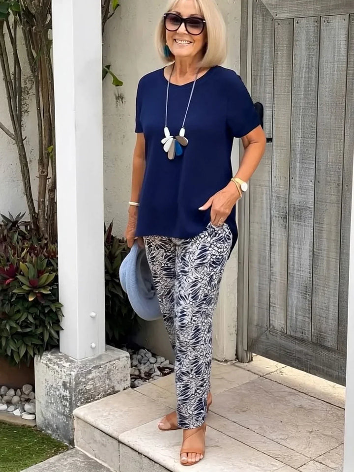 Claire-Soft Stretch Tee & Trousers Set