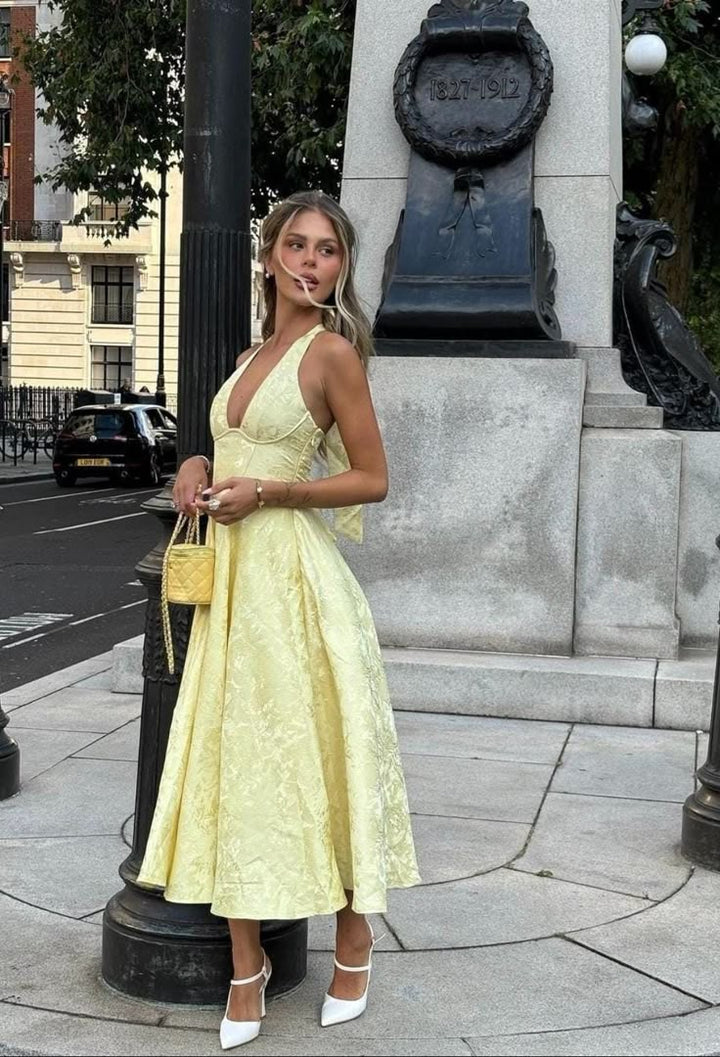 Niamh - Chic Sleeveless Dress with Elegant Deep V Embroidery