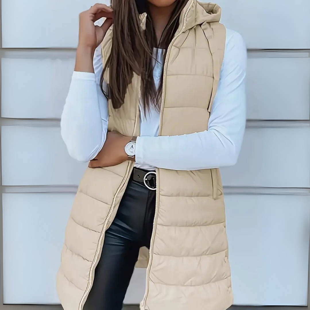 Raine | Casual Sleeveless Hood Long Puffer Vest