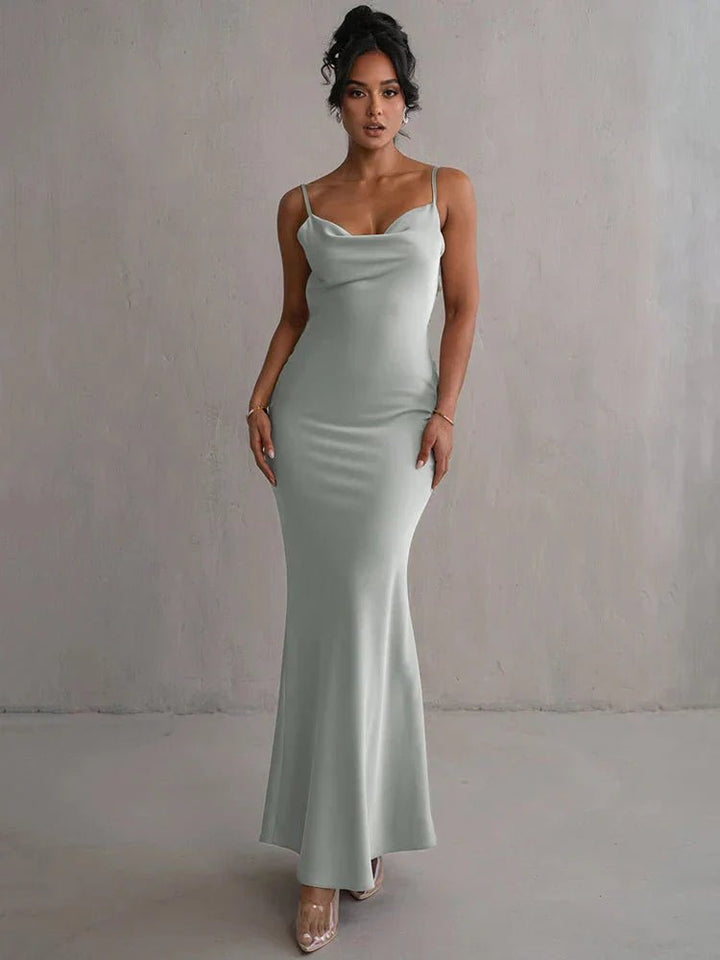 Nina™ Luxurious Silk Party Dress with Ruffles