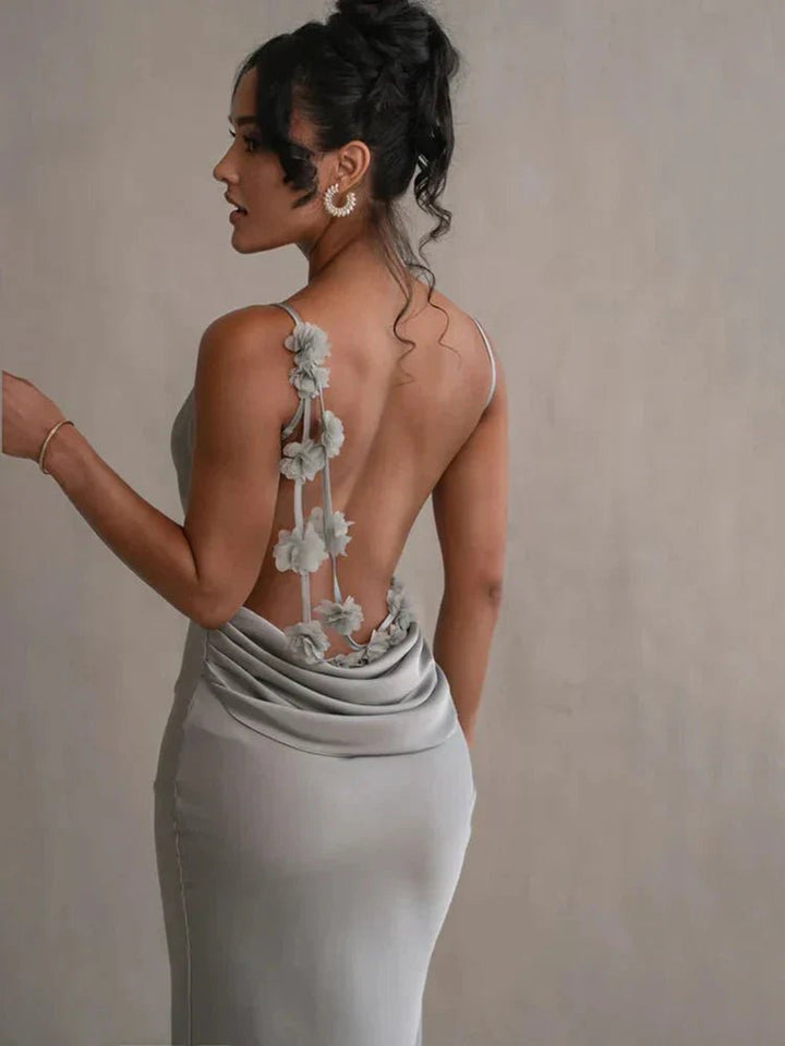 Nina™ Luxurious Silk Party Dress with Ruffles
