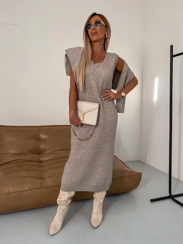 Elegant Set Midi Dress and High Neck Sweater