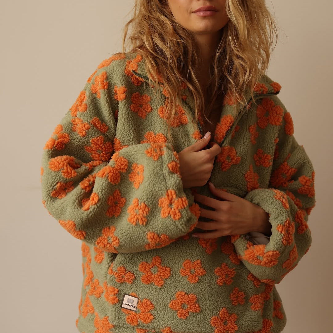 Sofia | Long-sleeved fleece jumper with floral print