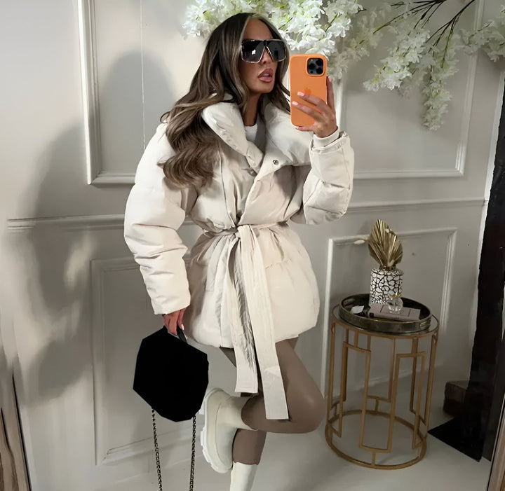 Keira | Zipper Puffer Jacket With Belt