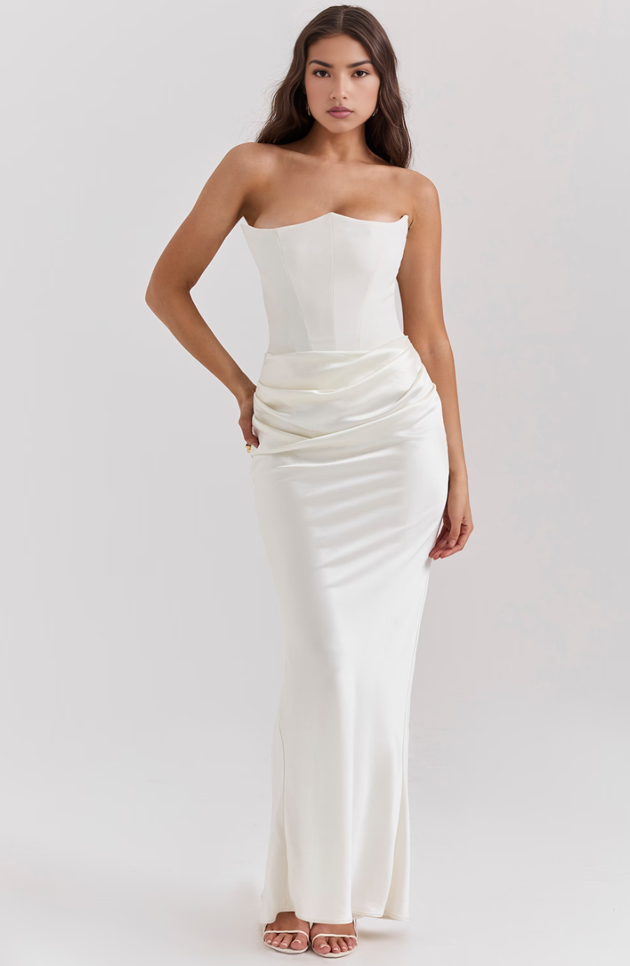 Hera - Chic Retro Solid Color Strapless Evening Dress
