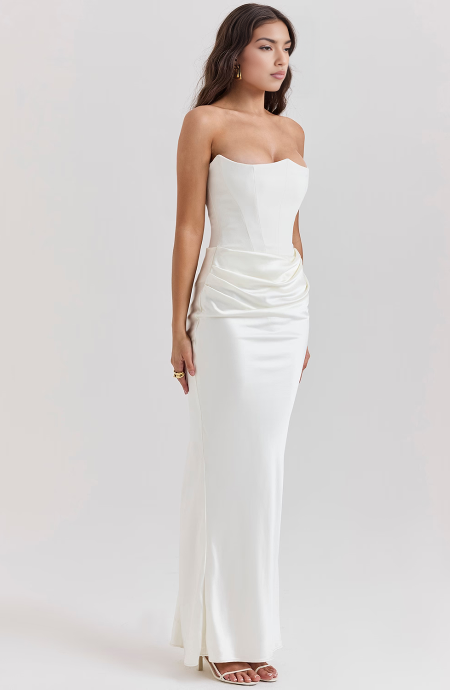 Hera - Chic Retro Solid Color Strapless Evening Dress