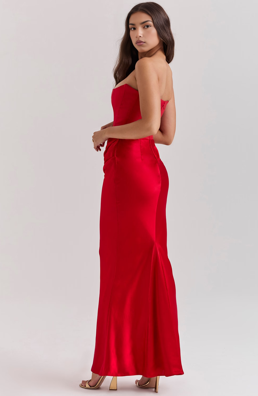 Hera - Chic Retro Solid Color Strapless Evening Dress