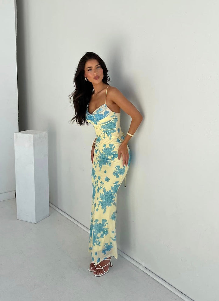 Aisling - Chic Sleeveless Floral Maxi Gown