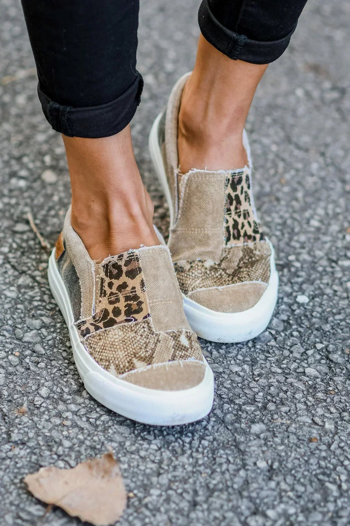 Gwen-Patchwork Slip-On Sneakers