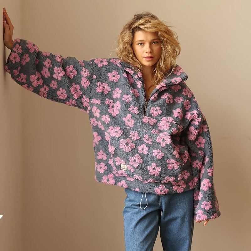 Sofia | Long-sleeved fleece jumper with floral print