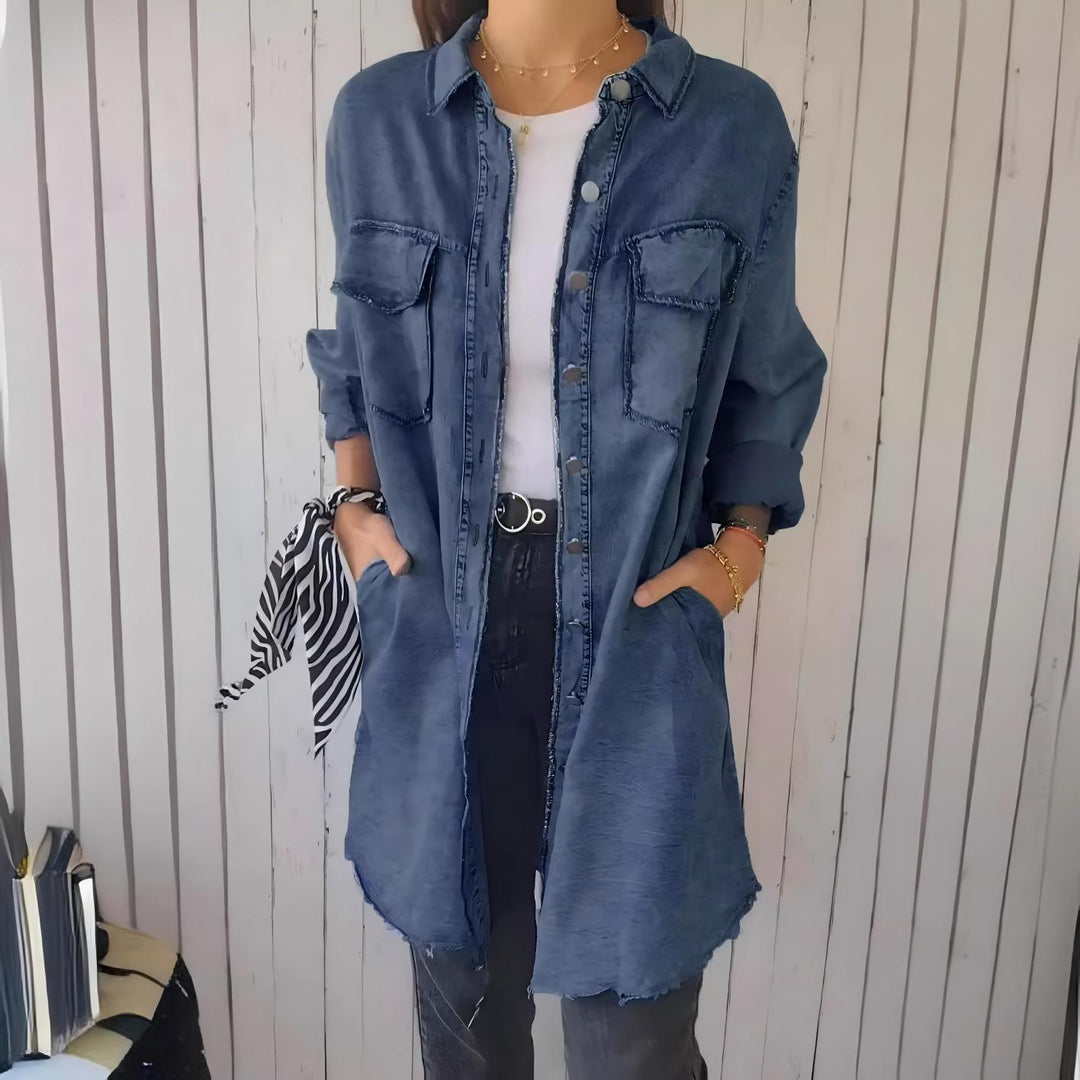 Jodie - Frayed Edge Shirt Dress