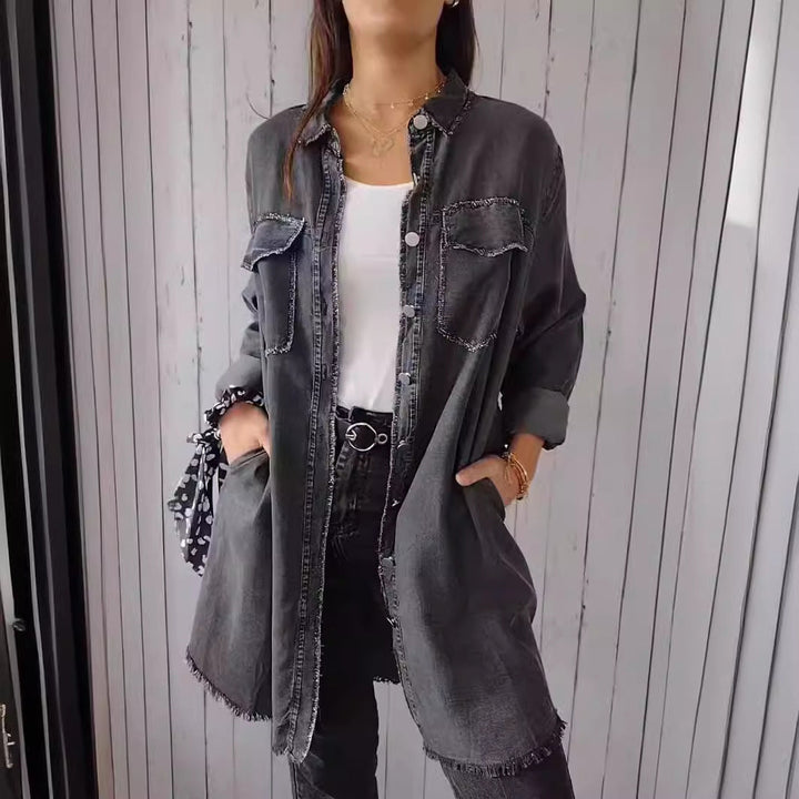Jodie - Frayed Edge Shirt Dress