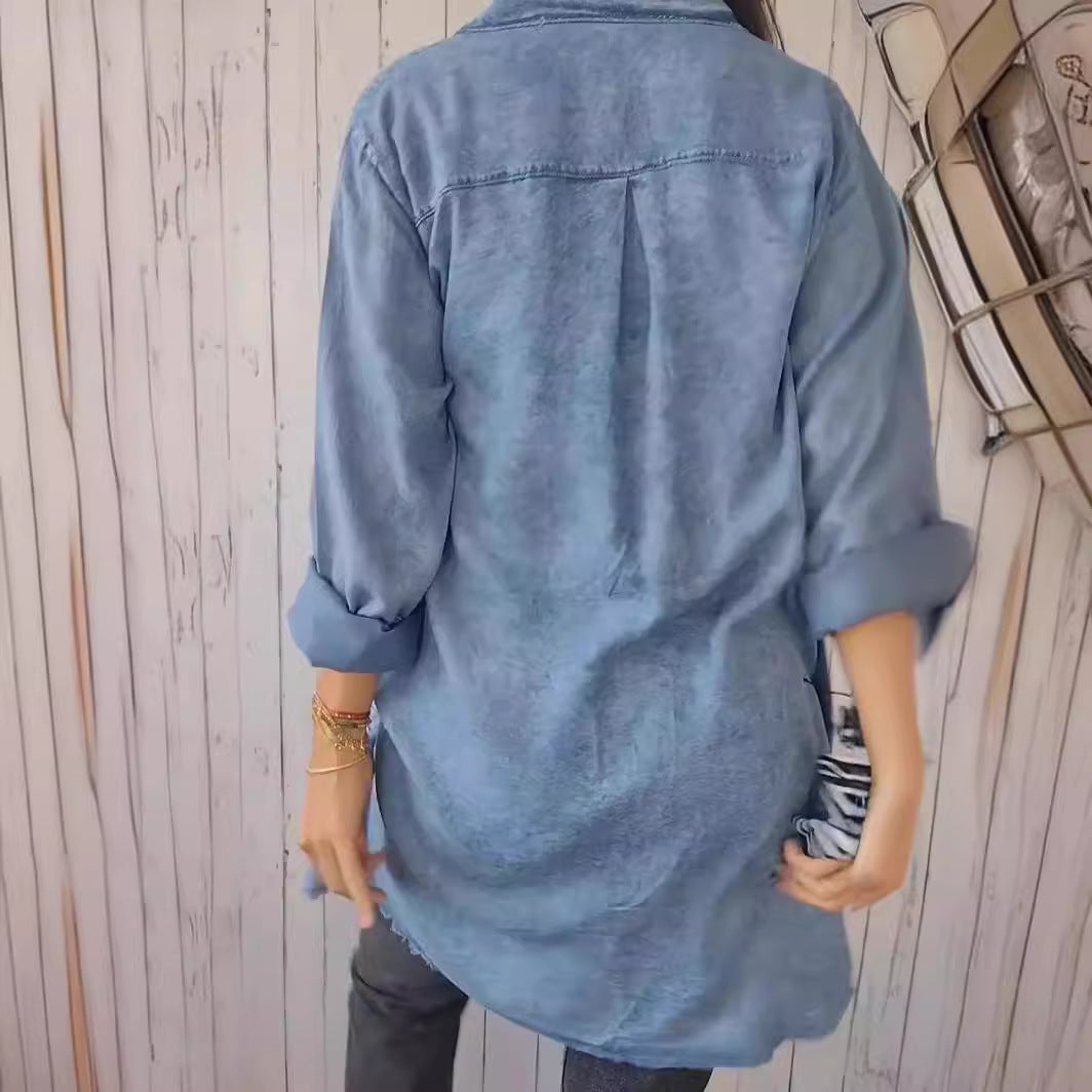 Jodie - Frayed Edge Shirt Dress