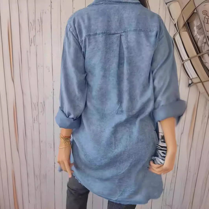 Jodie - Frayed Edge Shirt Dress
