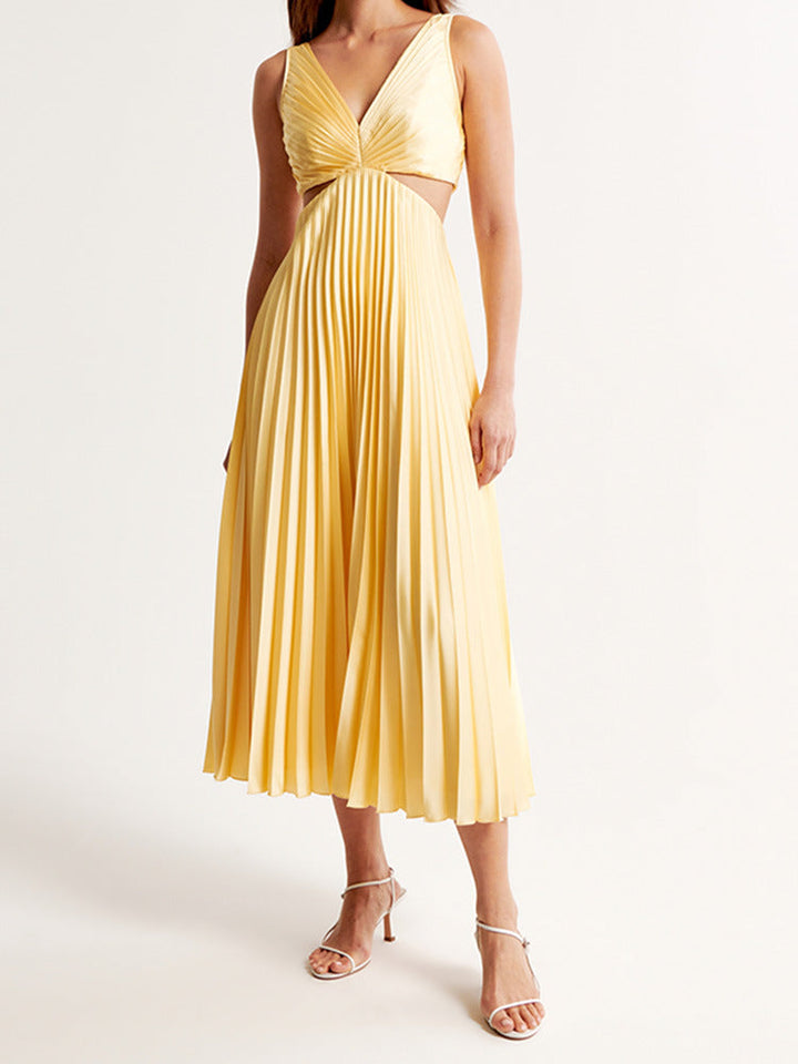 Sarai - Stylish V-Neck Solid Maxi Dress