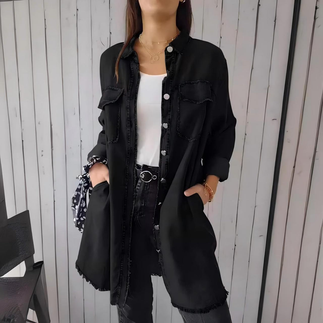 Jodie - Frayed Edge Shirt Dress