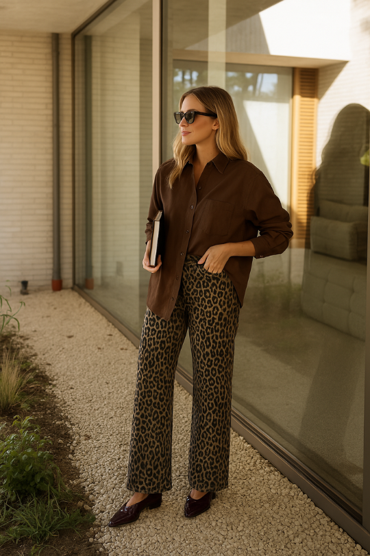 NADINE™ | LEOPARD PRINT FLARED PANTS