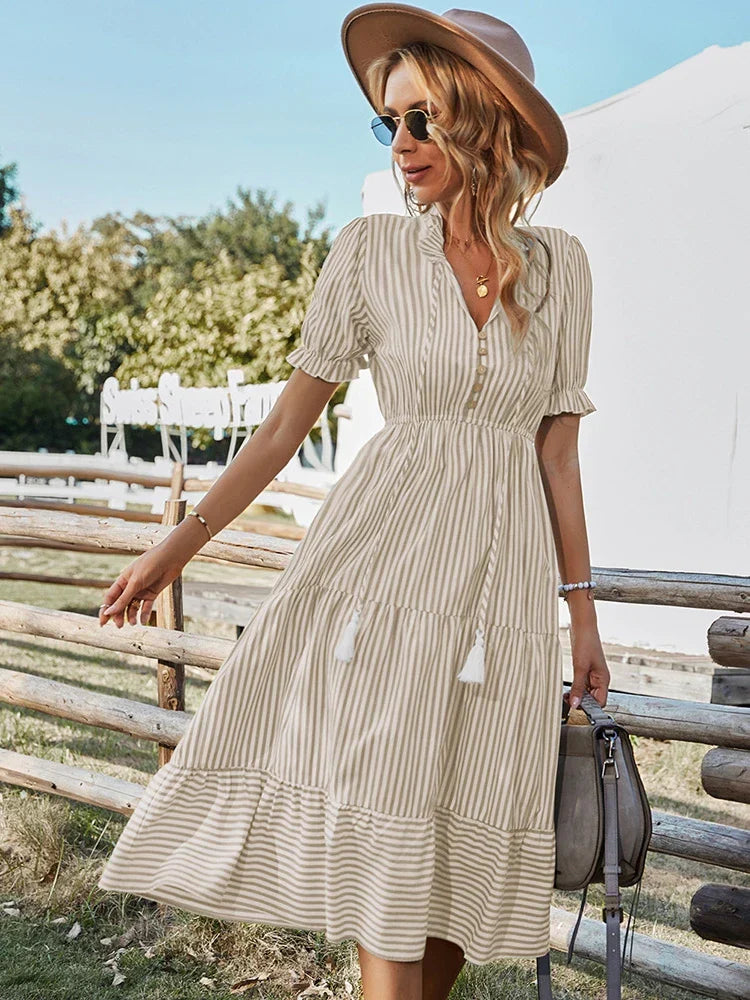 Harper | Striped Tassel Midi