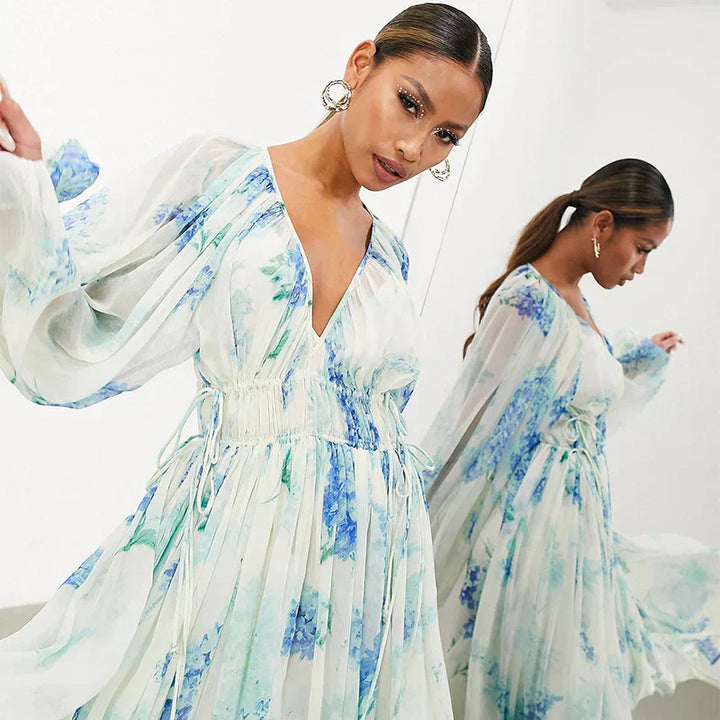 Nora – Ocean Blue Maxi Dress