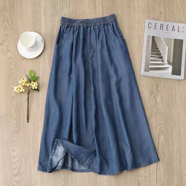 Liora Bay – Lightweight Denim Midi Skirt