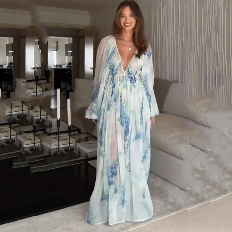 Nora – Ocean Blue Maxi Dress