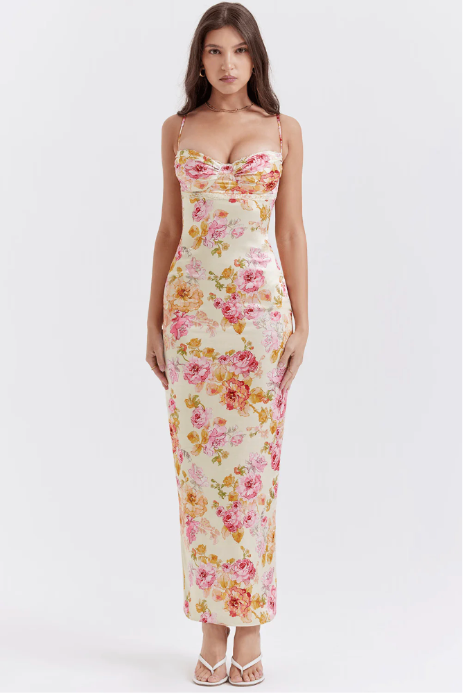 Selene - Enchanting Floral Spaghetti Strap Dress
