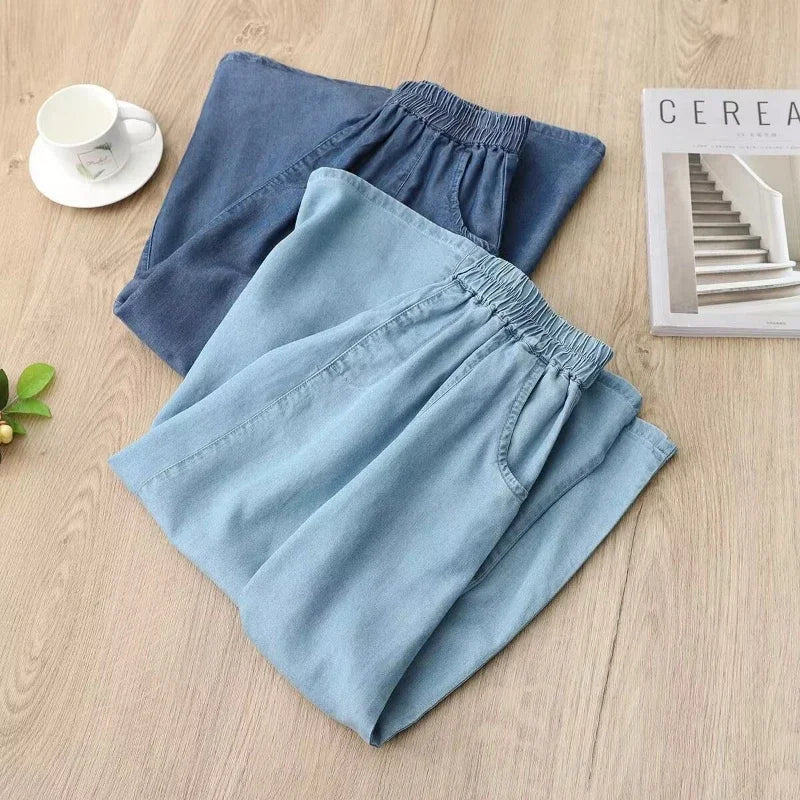 Liora Bay – Lightweight Denim Midi Skirt