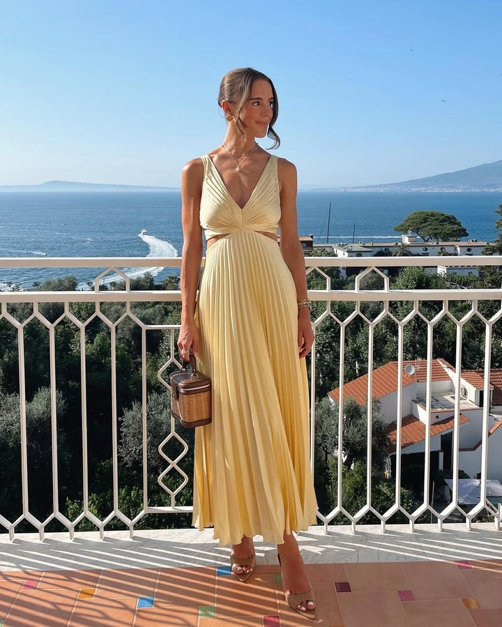 Sarai - Stylish V-Neck Solid Maxi Dress