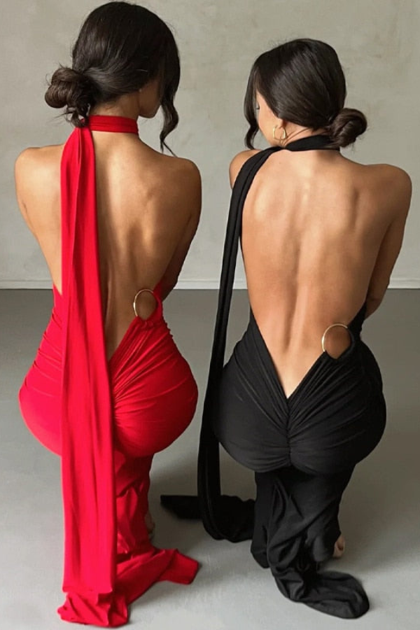 Elena | Oblique Shoulder Maxi Dress