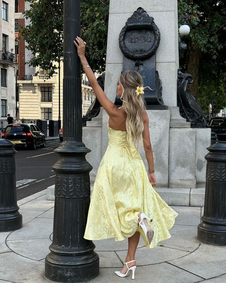 Niamh - Chic Sleeveless Dress with Elegant Deep V Embroidery