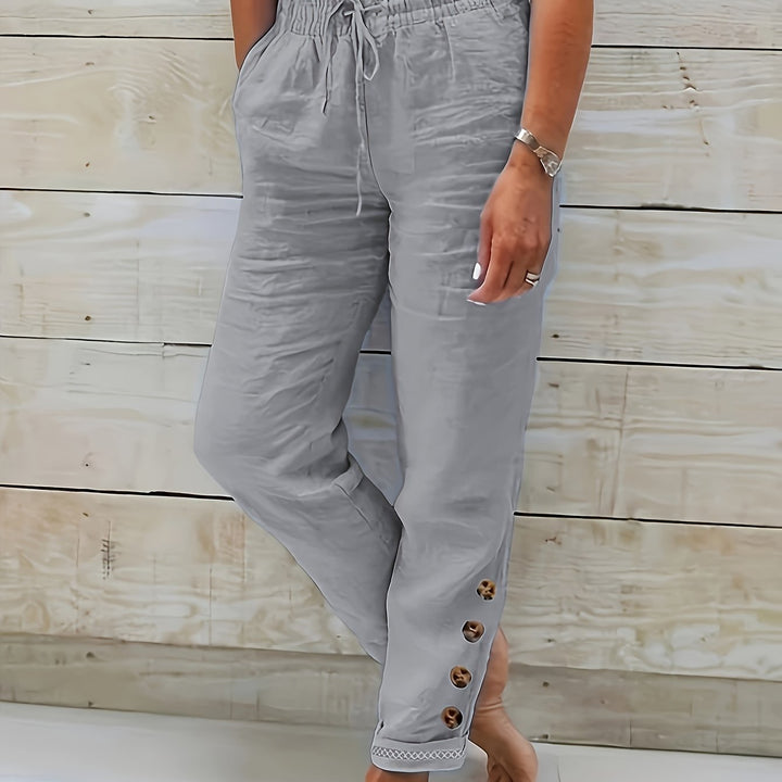 Azure-Coast Button-Hem Trousers