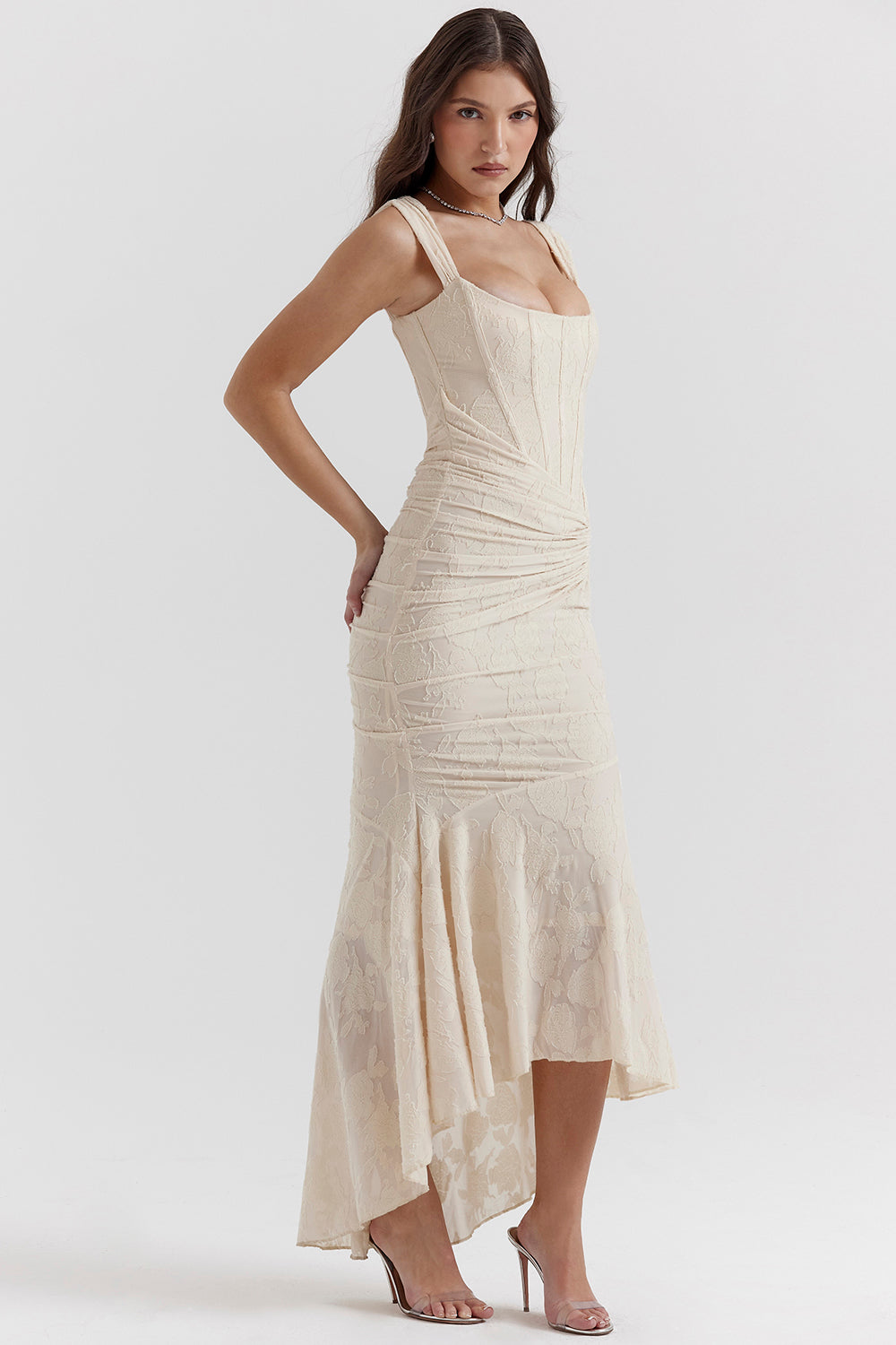 Boheme - Sleeveless Ruched Bodycon Dress for Evening Wear