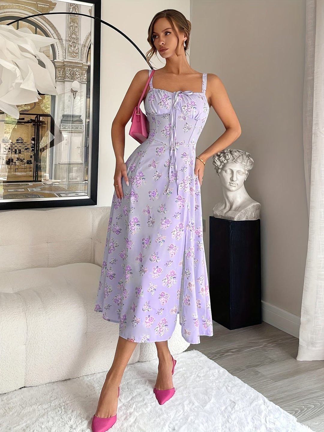 Luna Bloom Backless Midi Dress