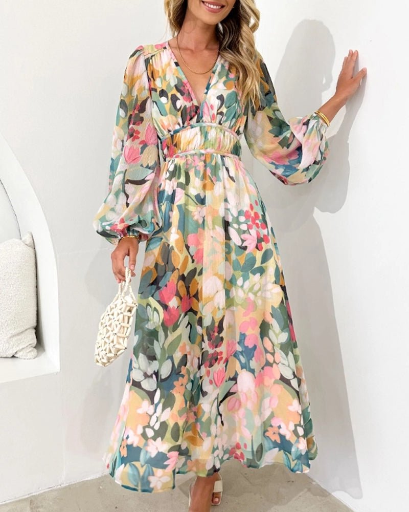 Daisy | Elegant Floral V-Neck Dress