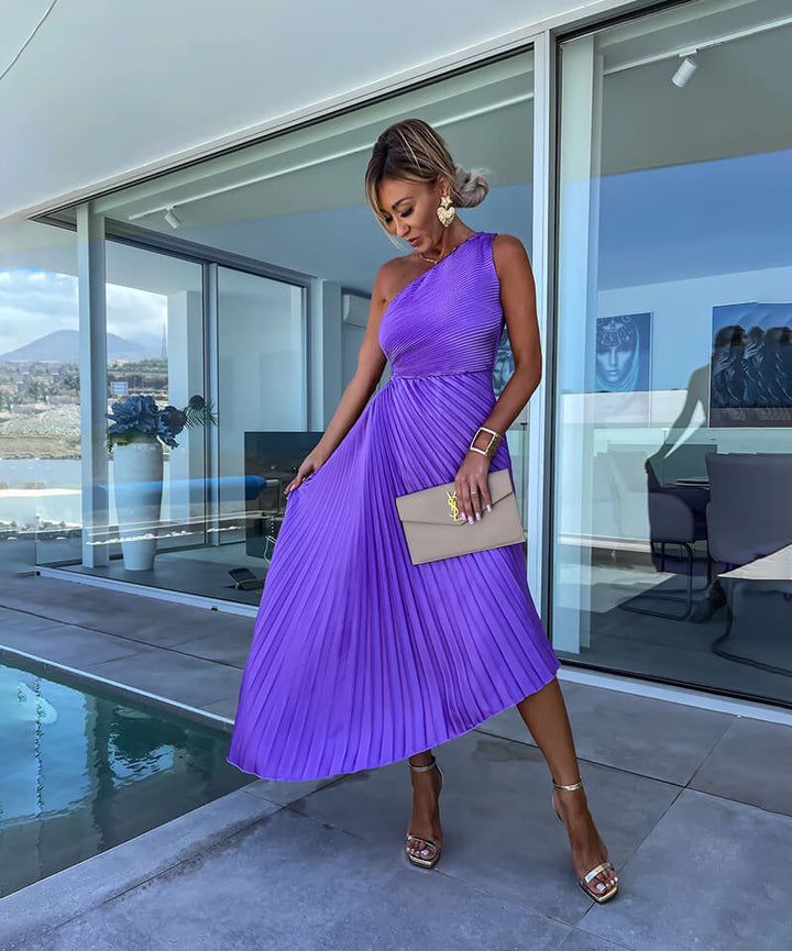 Celeste – Chic One-Shoulder Midi Dress