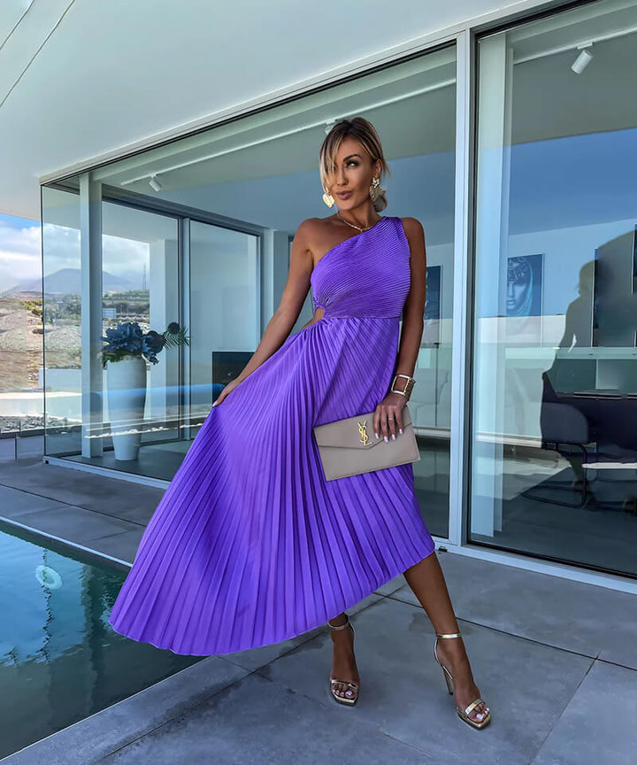 Celeste – Chic One-Shoulder Midi Dress