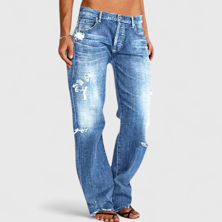 Molly | Distressed Wide-Leg Jeans