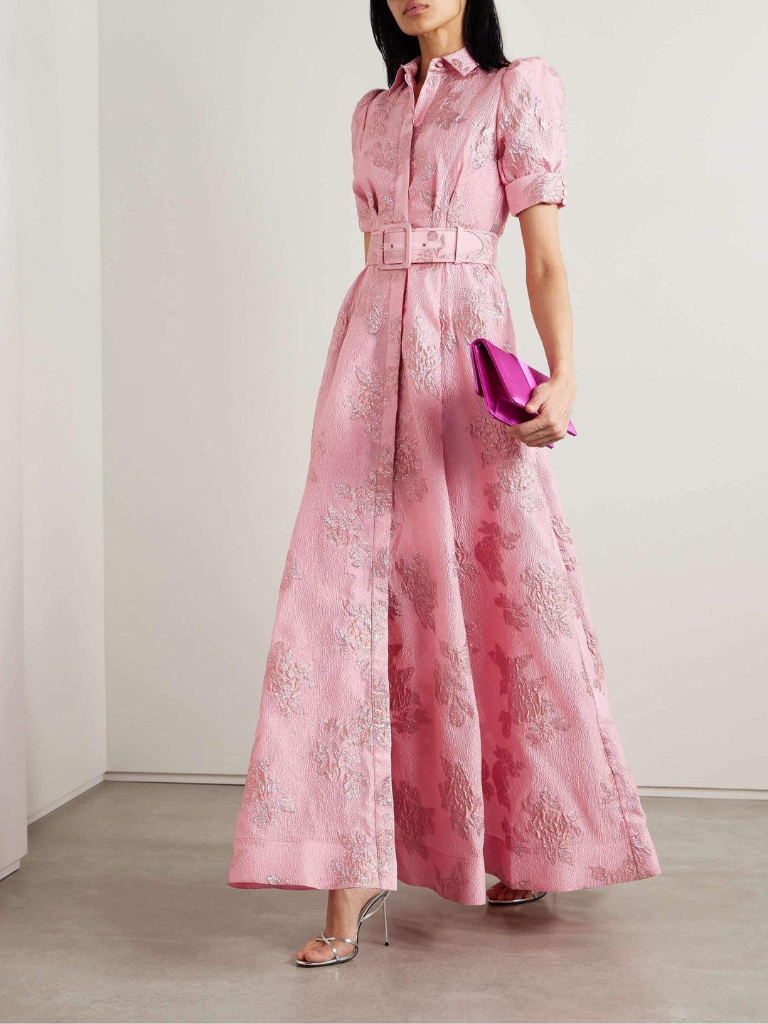 Aven - Vintage Pink High-Waisted Lapel Dress
