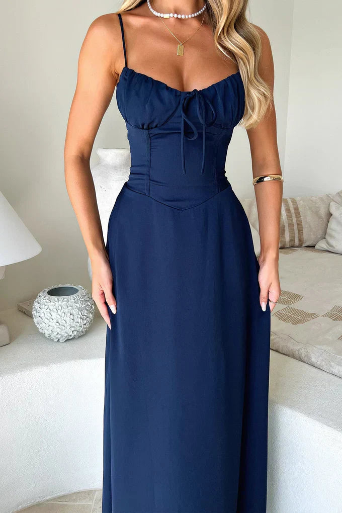 Cambria - Chic Maxi Wrap Dress with Elegant Spaghetti Straps