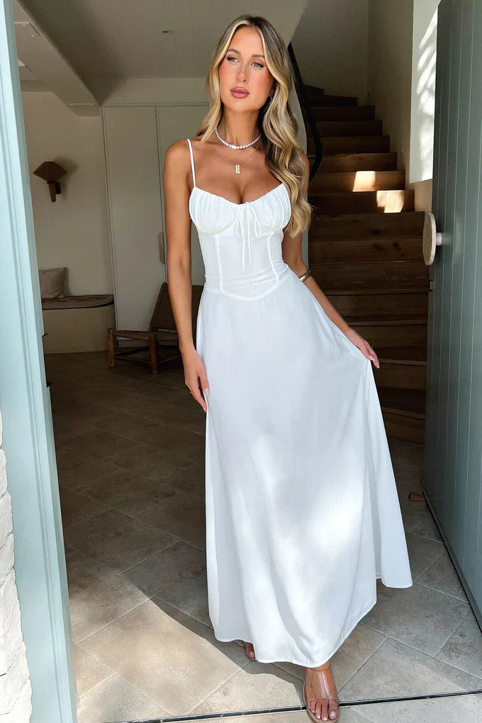 Cambria - Chic Maxi Wrap Dress with Elegant Spaghetti Straps