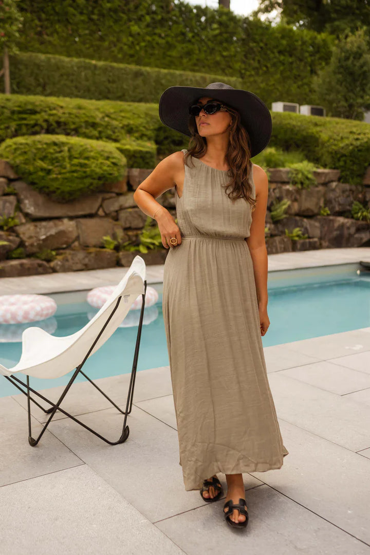 Sarah™ | Elegant Khaki Summer Dress