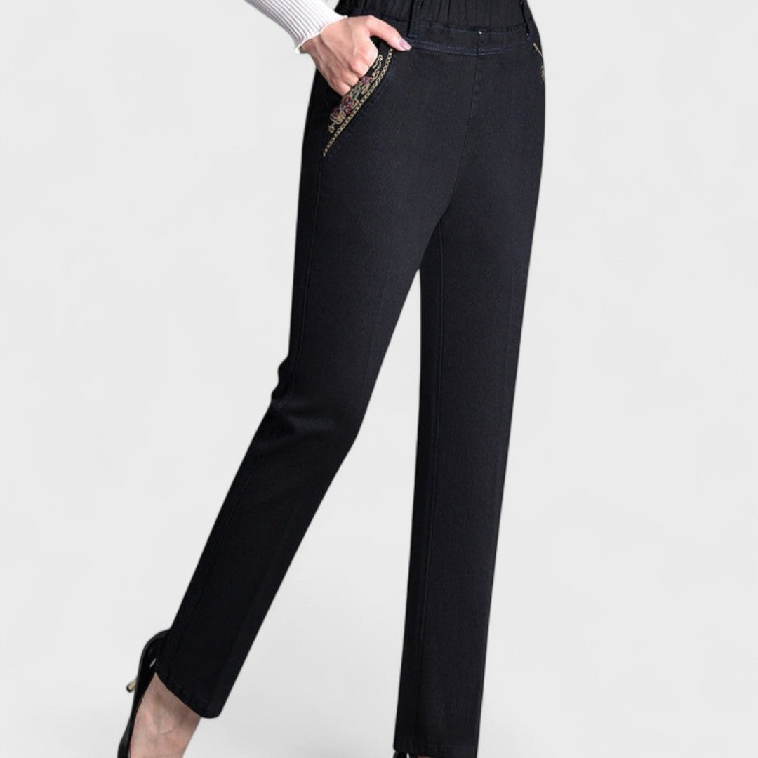 Maira | Women's jeans with side pockets and elastic waist