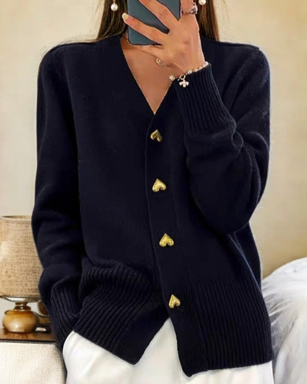 Madelyn | Elegant Heart Button Cardigan