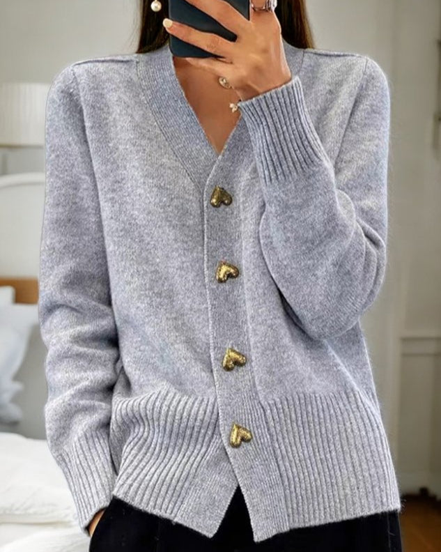 Madelyn | Elegant Heart Button Cardigan
