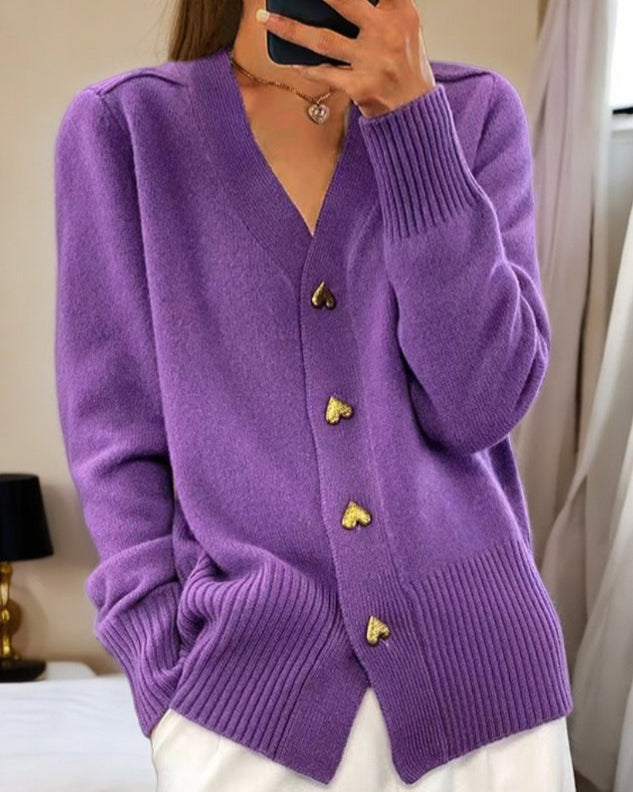 Madelyn | Elegant Heart Button Cardigan