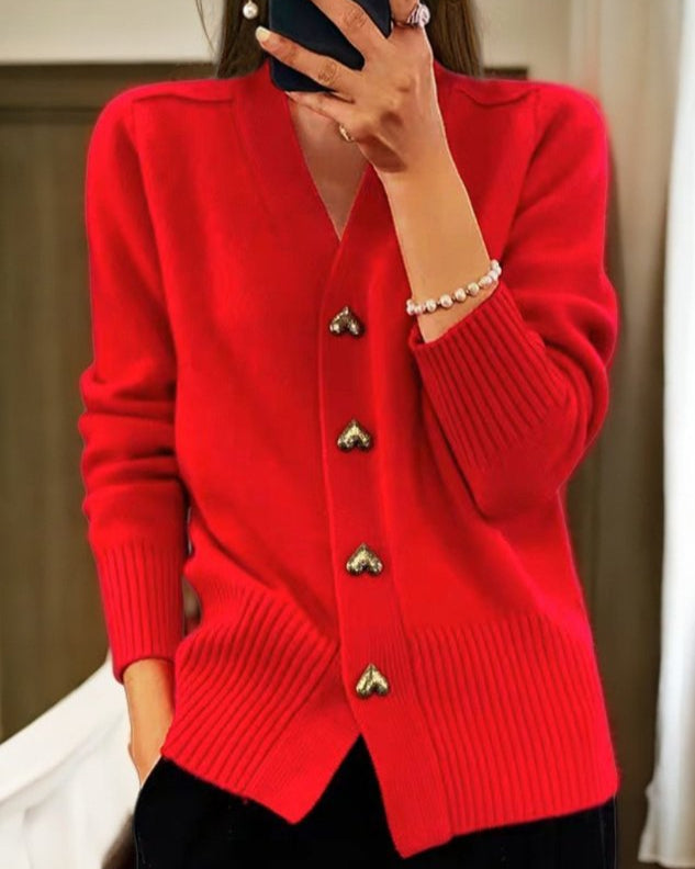 Madelyn | Elegant Heart Button Cardigan
